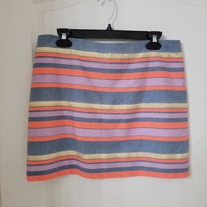 J. Crew Size 8 Striped Metallic Fully Lined Mini Pencil Skirt, Gently Used